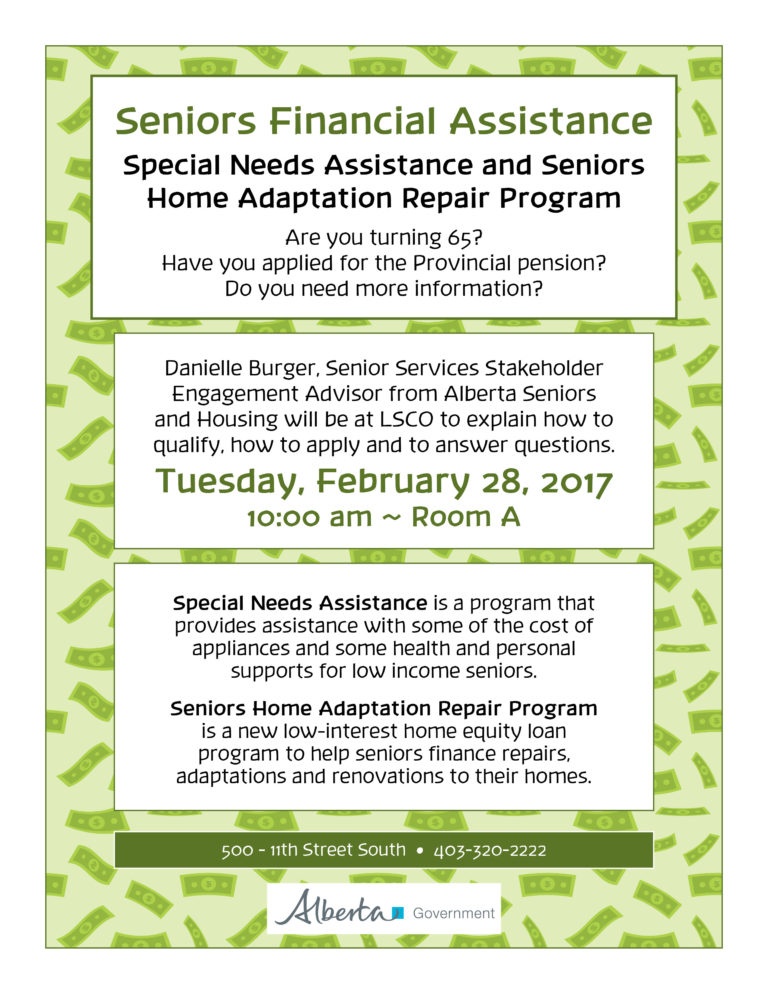 Seniors Financial Assistance Lethbridge Senior Citizens Organization