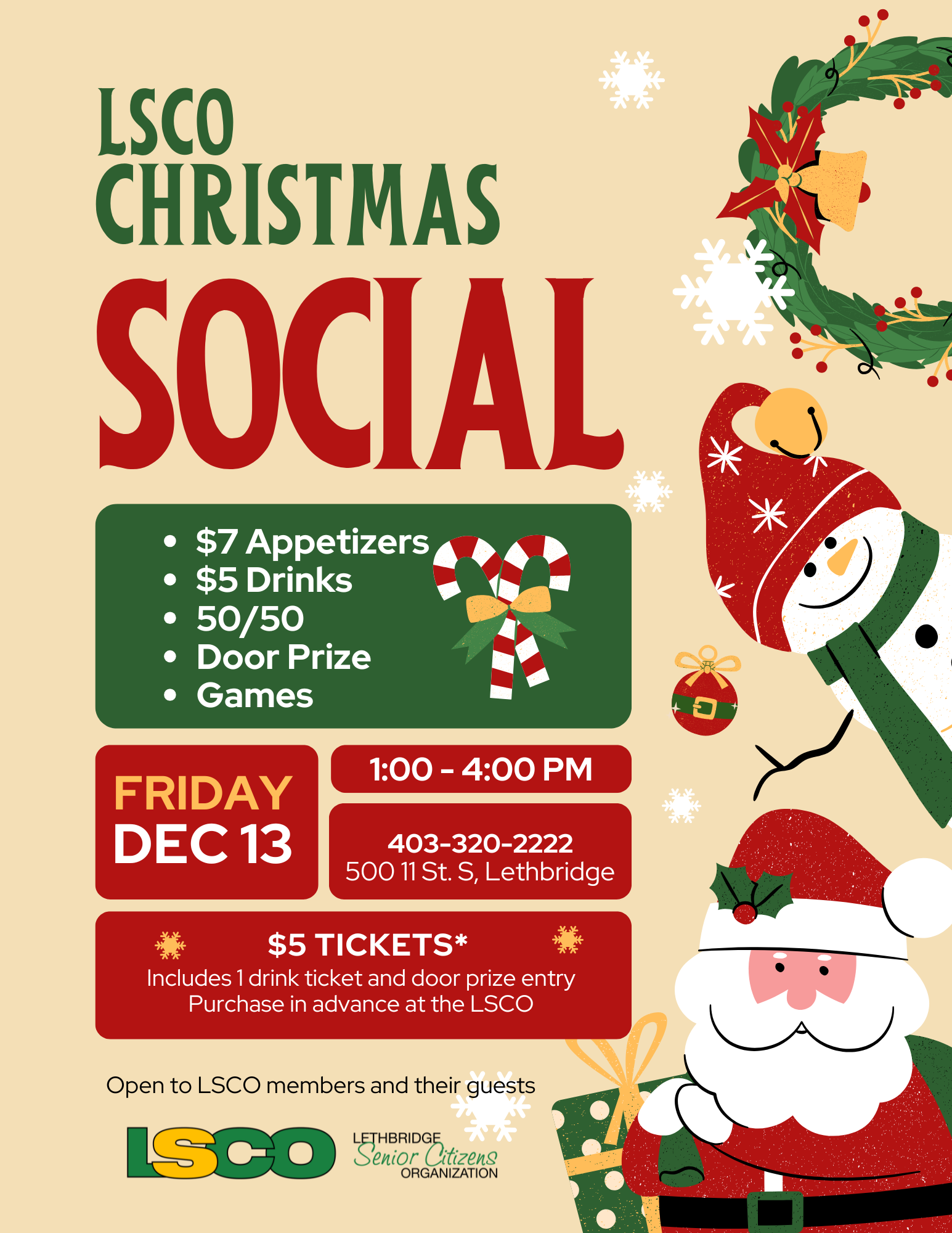 LSCO Christmas Social Poster today 8.5 x 11